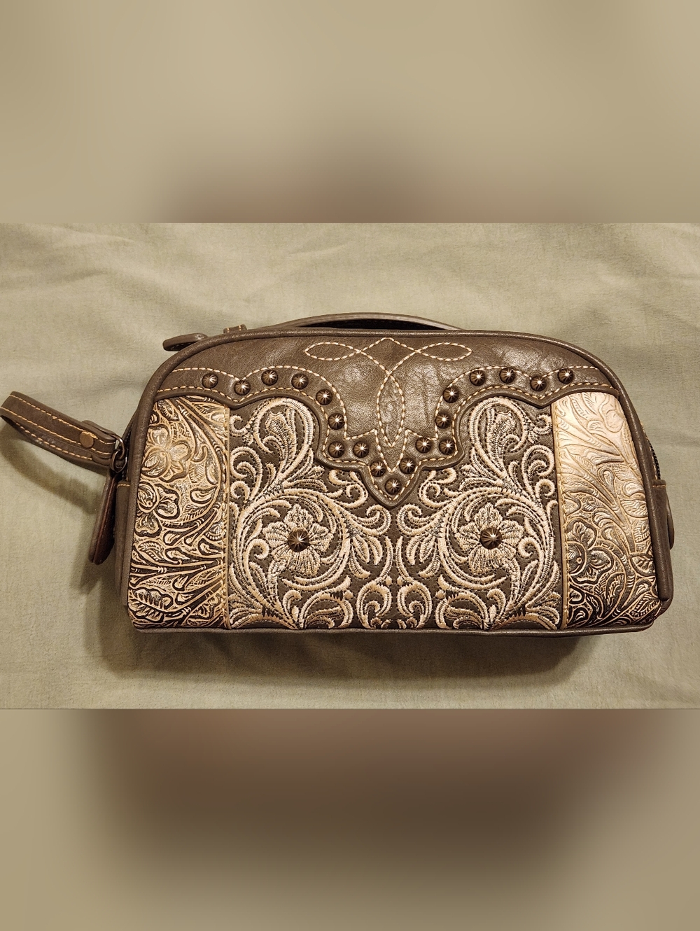 Embroidered Floral Western Tote in Brown and Cream - Picture 12 of 12